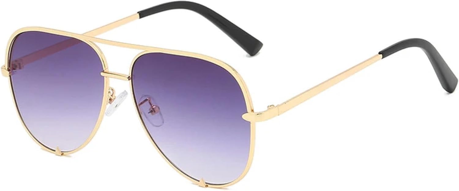 

Модные классические солнцезащитные очки в металлической оправе с двойной дужкой для мужчин и женщин, роскошные очки для вождения с защитой от УФ-излучения UV400 TKKTLLT, Gold Gradient Gray