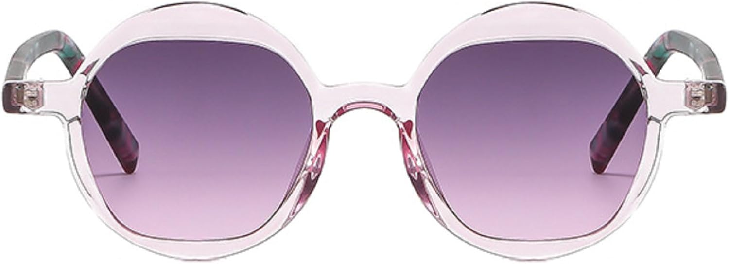 

Ретро-солнцезащитные очки с цветочным принтом, круглые, женские, винтажный цветочный дизайн, модные солнцезащитные очки с градиентным покрытием, защита от ультрафиолета UV400 N45 mincl, Flower Pink