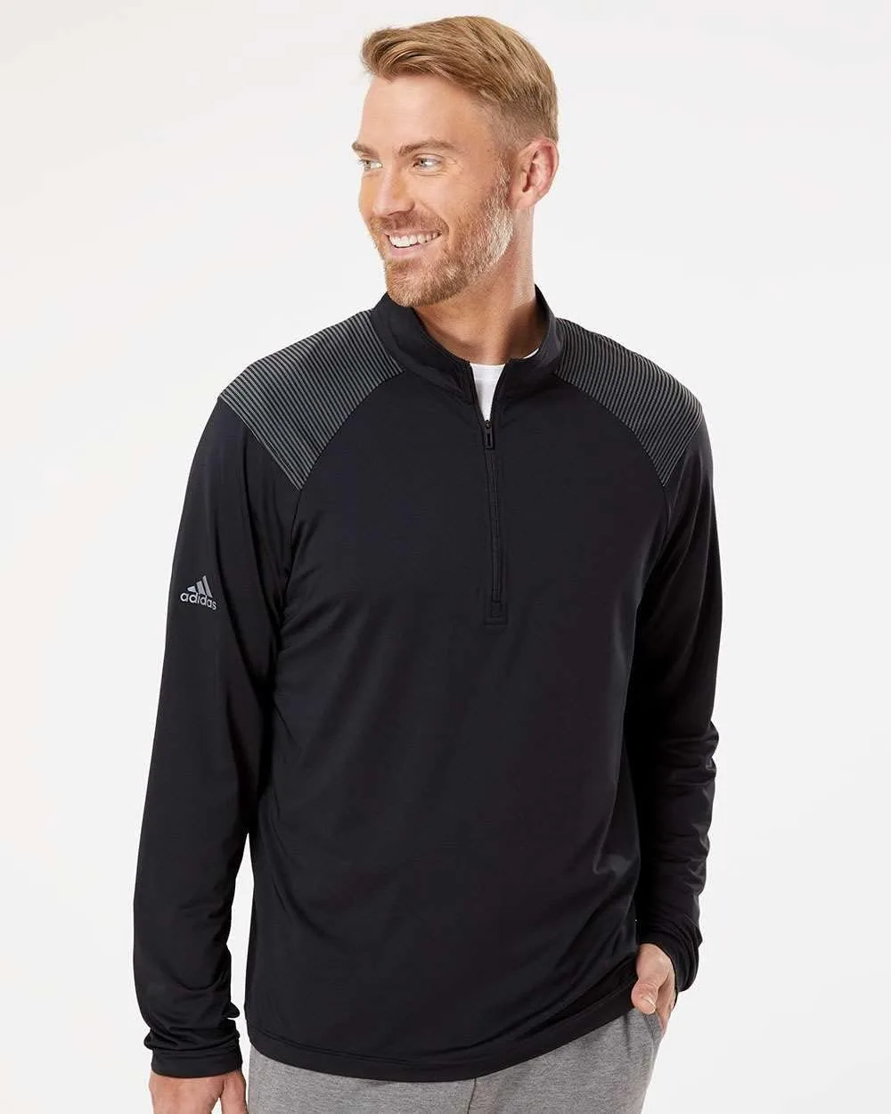 Adidas Shoulder Stripe Quarter-Zip Pullover с индивидуальной вышивкой — фото 2
