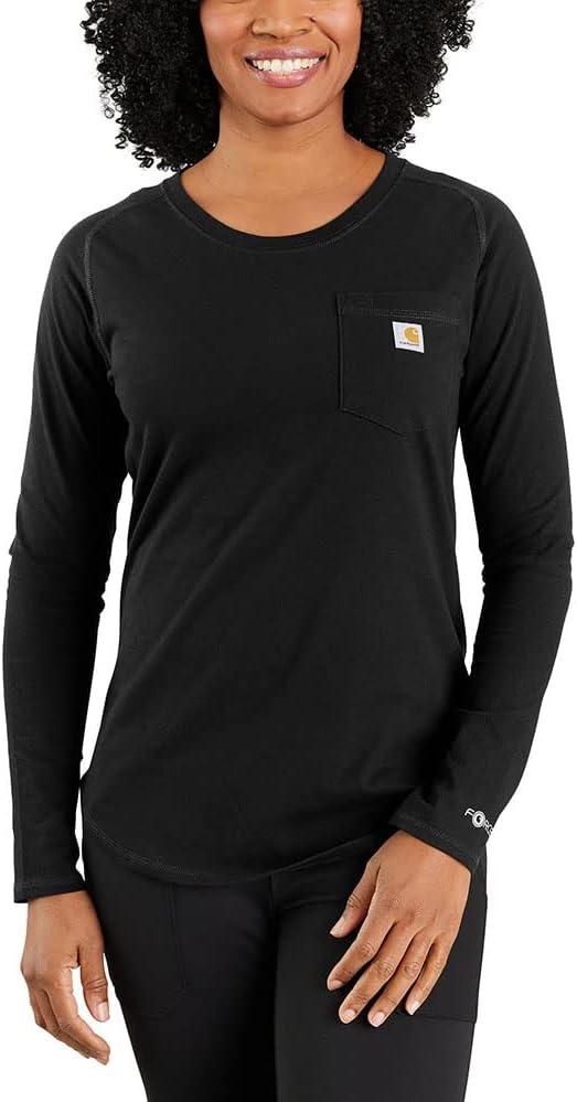 

Женская футболка Carhartt Force свободного кроя средней плотности с длинными рукавами и карманами 105814, Black