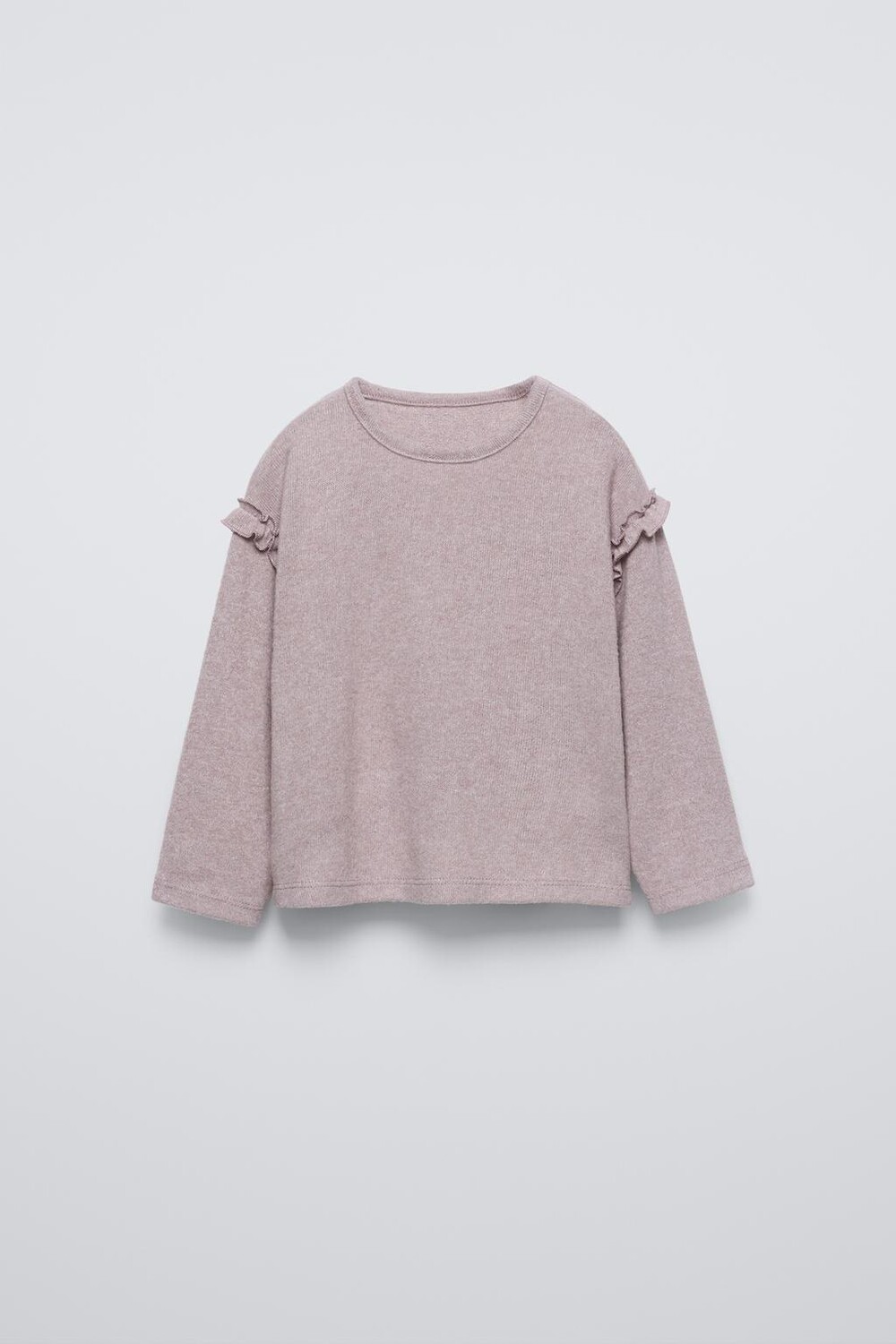 

Лонгслив из мягкой ткани с воланами ZARA, серо-коричневый