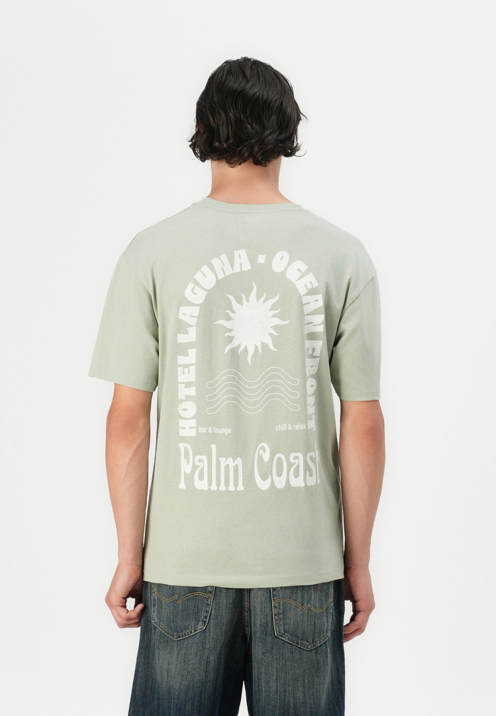 

Футболка с принтом JORPALM COAST TEE Jack & Jones, оливковый