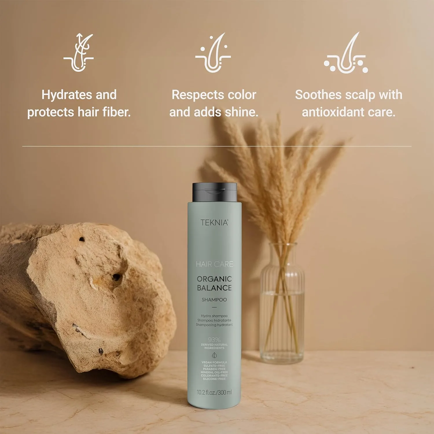 Шампунь Lakmé Teknia Organic Balance, увлажняющий шампунь для кожи головы и волос, 300 мл. 302 мл — фото 3