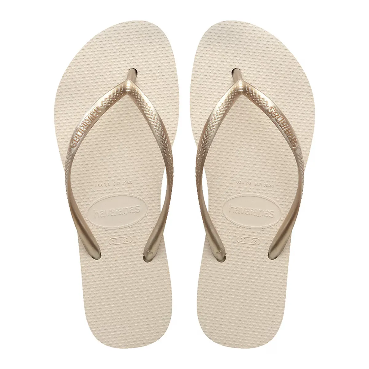 

Женские тонкие шлепанцы на плоской подошве Havaianas, цвет Champagne