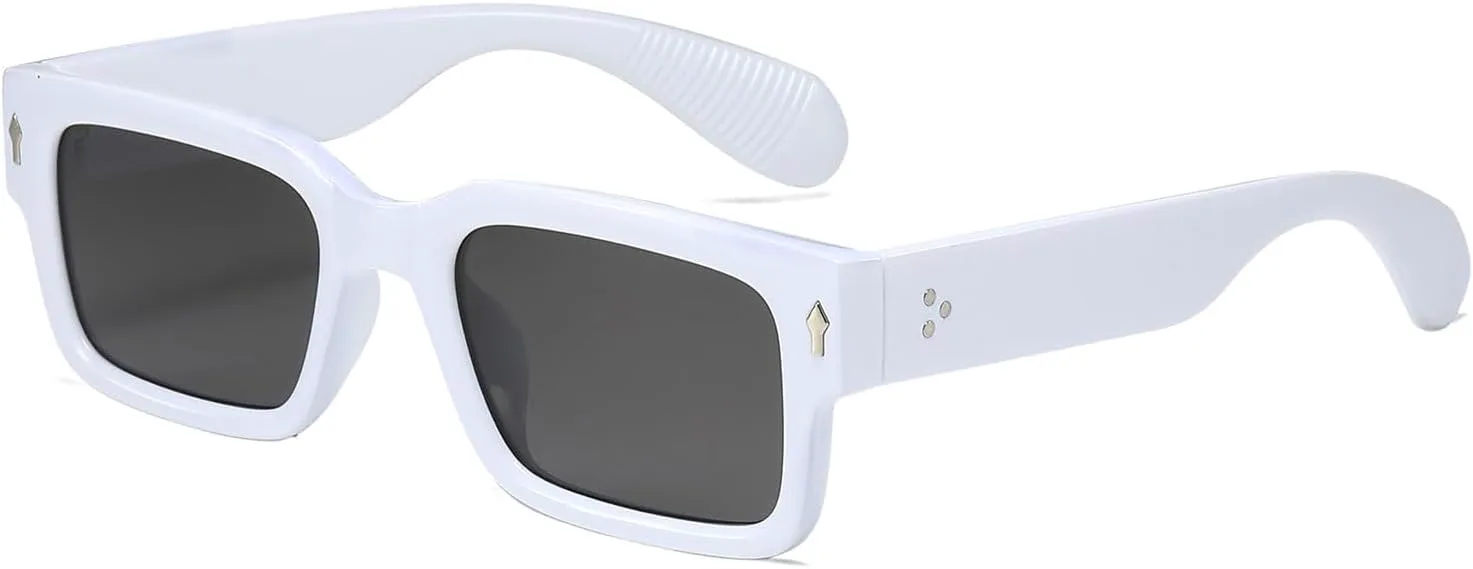 

Классические квадратные солнцезащитные очки для женщин и мужчин. Модные солнцезащитные очки в толстой прямоугольной оправе, массивные черные очки SUNBSR, White/Grey