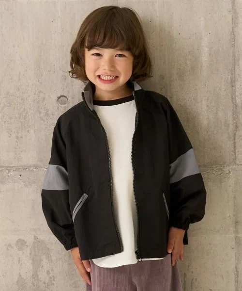 Ветровка oversize двухцветная из нейлона, чёрная