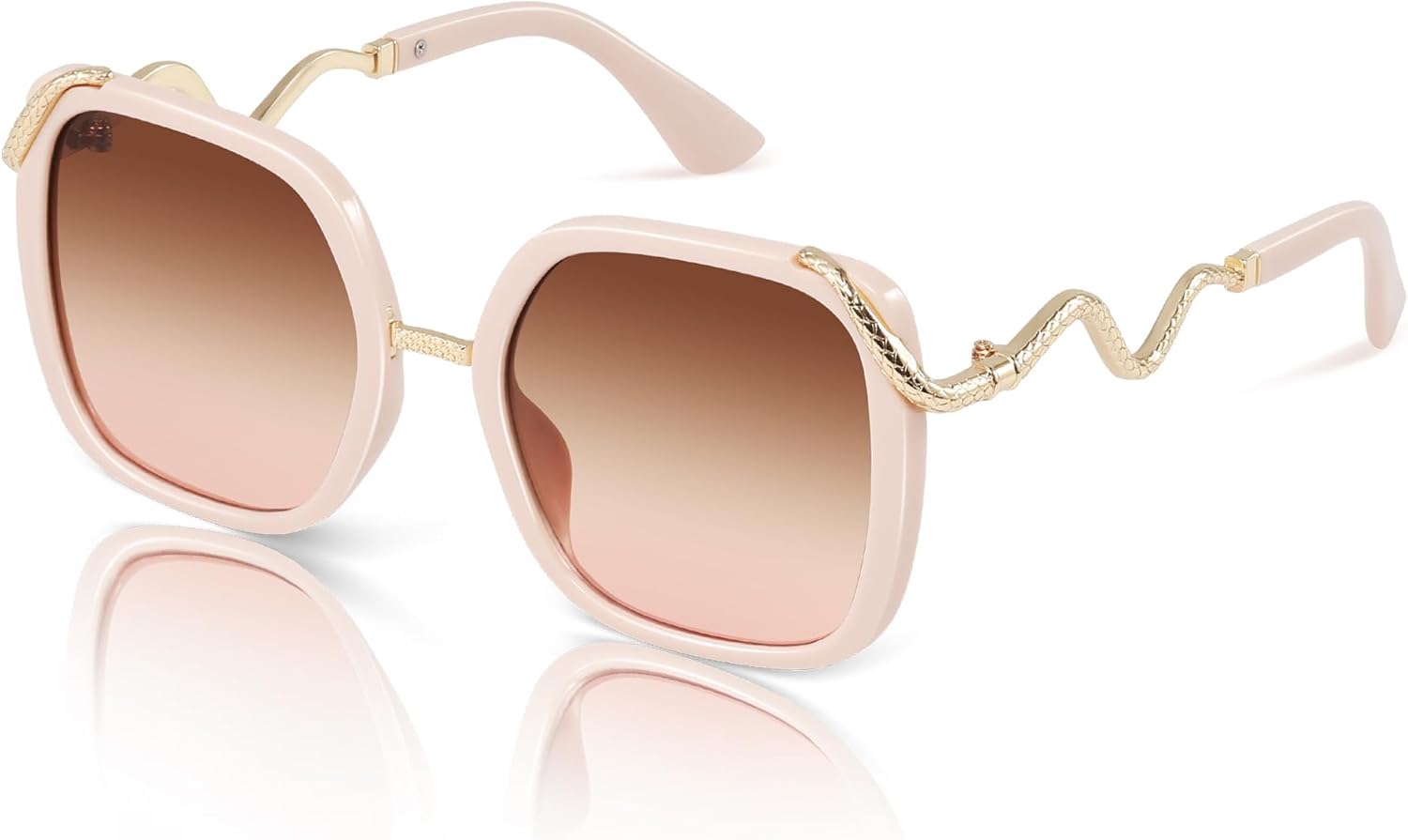 

Винтажные квадратные солнцезащитные очки большого размера для женщин и мужчин, ретро-стиль, дизайнерские очки с защитой от УФ-излучения Foliful, A06-khaki/Brown and Pink Lens