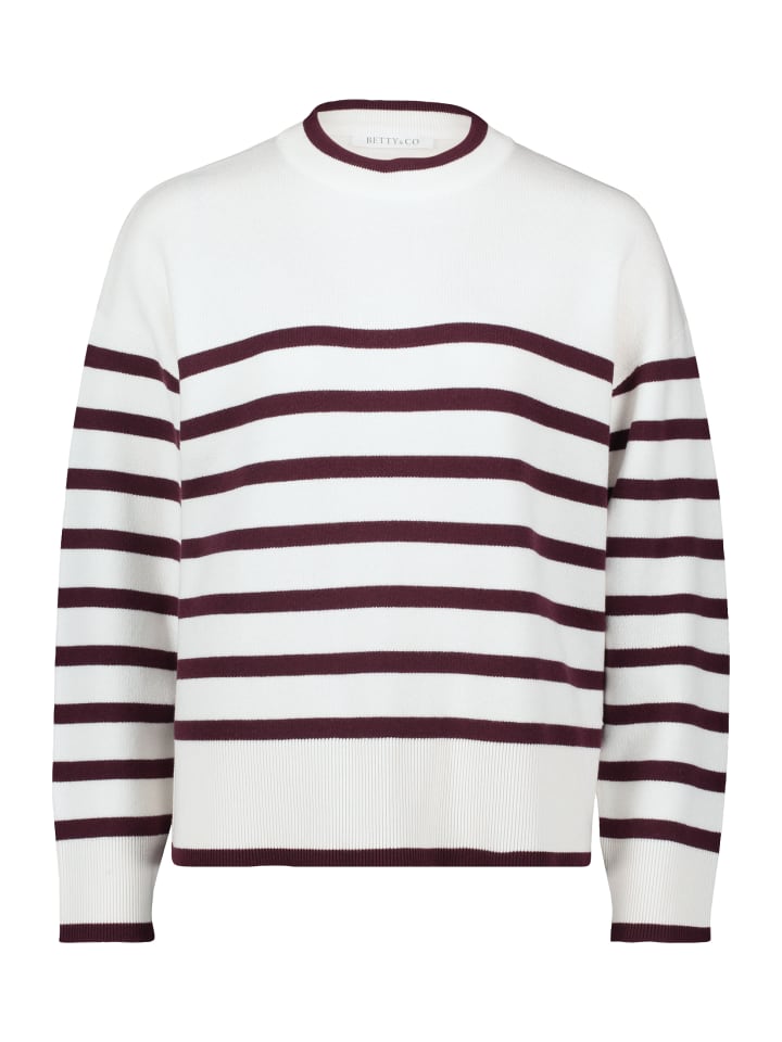 

Полосатый вязаный свитер кремового/темно-красного цвета BETTY & CO