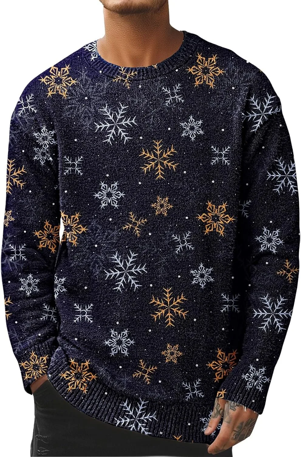 

Мужской свитер Ugly Christmas с оленями и снежинками