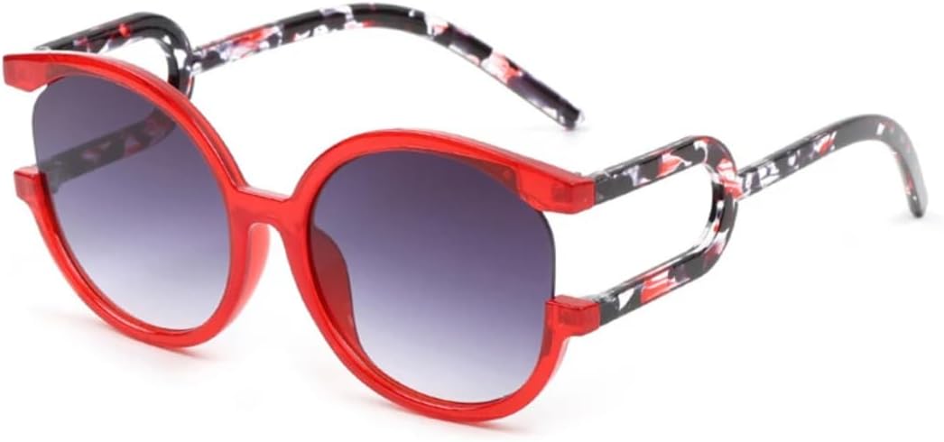 

Большие круглые солнцезащитные очки для женщин и мужчин в стиле ретро с градиентным покрытием, защитой от УФ-излучения UV400 и красочным леопардовым принтом UATXTAU, Red Gray Gradient