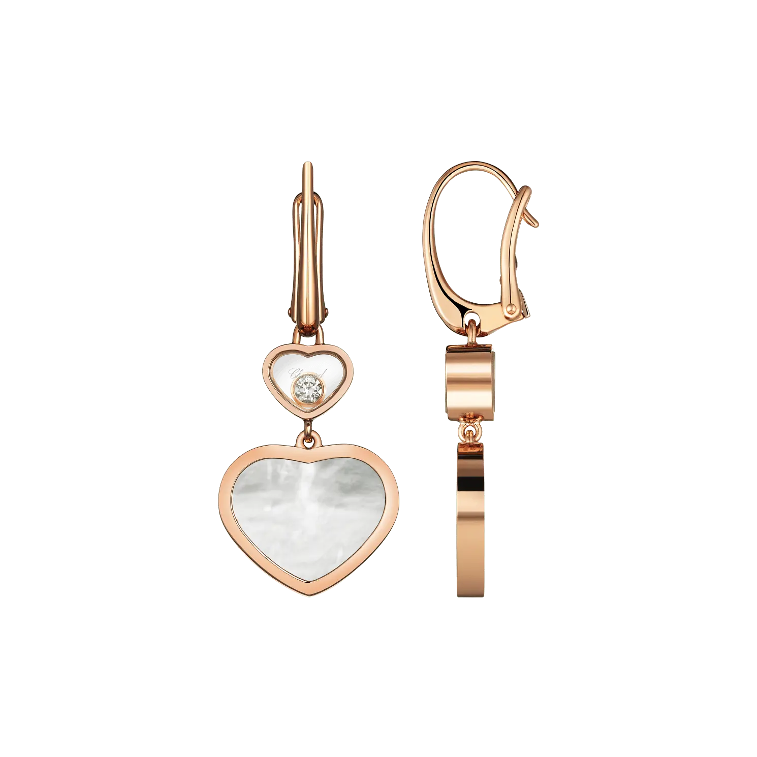 Серьги Chopard Happy Hearts - Серьги, розовое золото, бриллианты, перламутр — фото 2