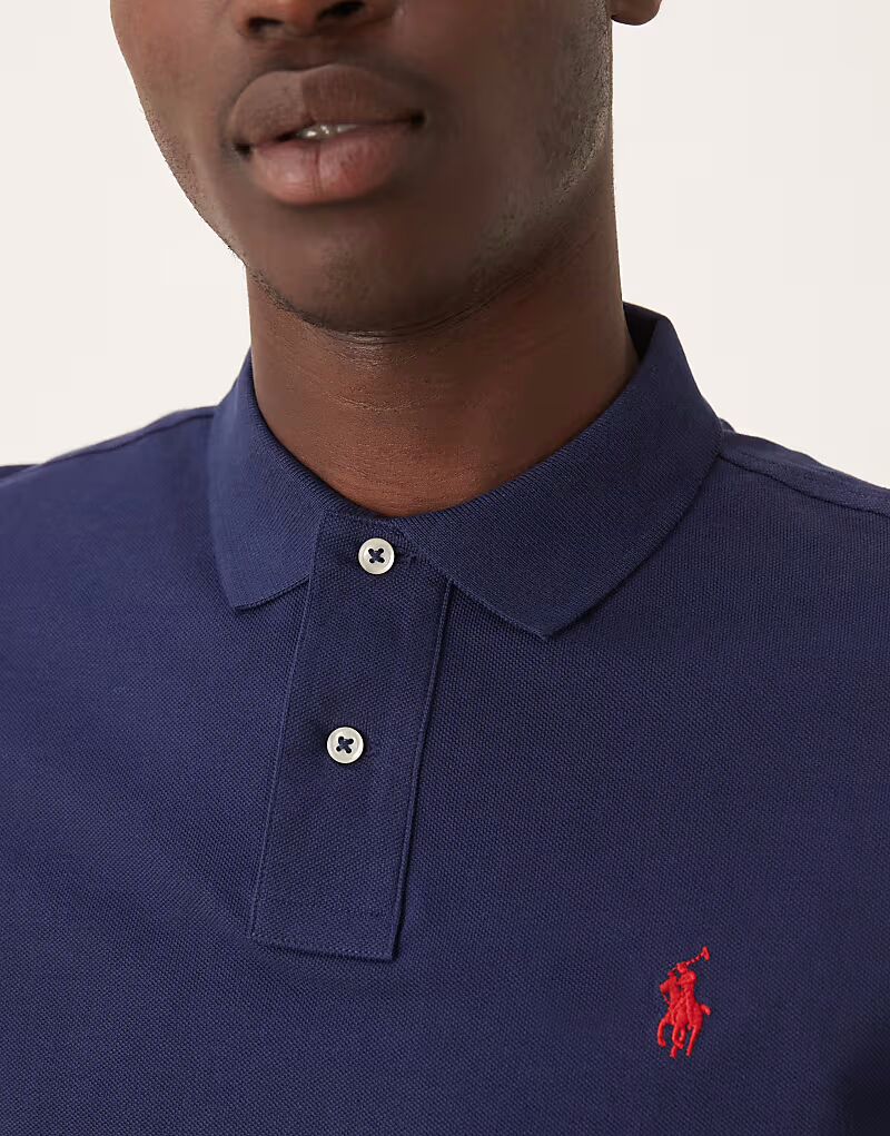 Polo Ralph Lauren Icon Logo Поло с длинными рукавами в темно-синем цвете — фото 3