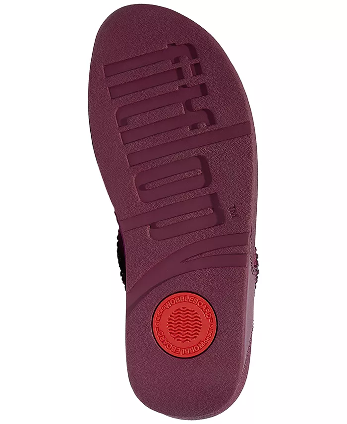 Женские босоножки Lulu Maxi-Crystal на танкетке с перекладиной для носка Fitflop, красный — фото 4