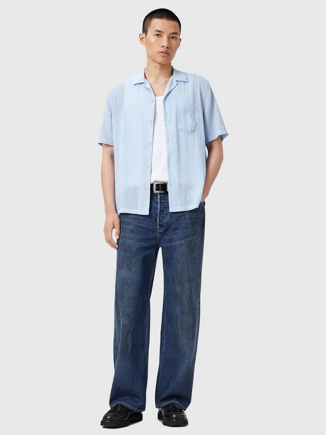 Рубашка Perry из вискозной смеси свободного кроя с реверсом в полоску AllSaints, Blue Mid — фото 3