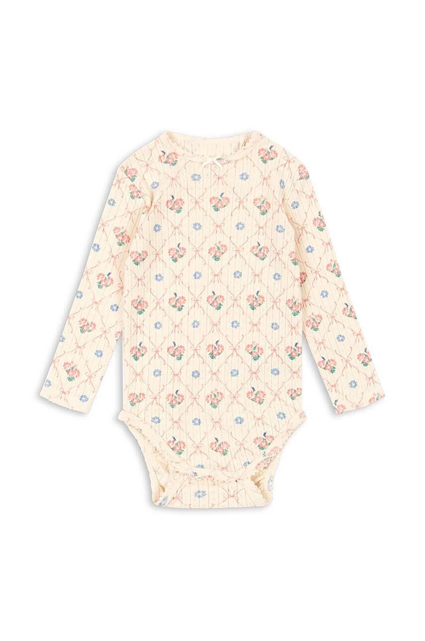 

Хлопковое боди Konges Sløjd для малышей MINNIE BODY GOTS, бежевый