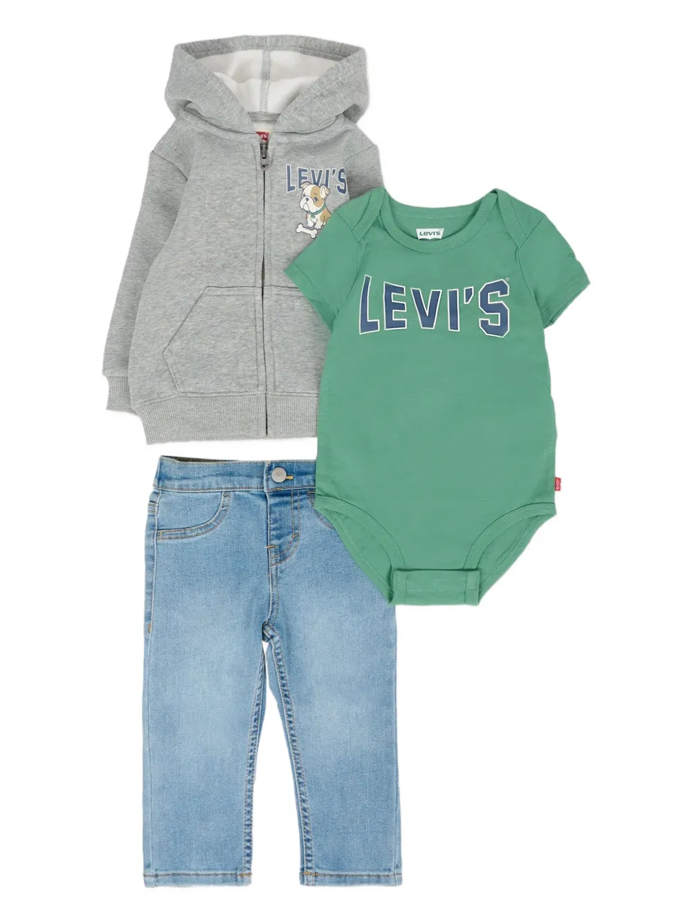 Комплект из трех брюк с логотипом Levi's Kids, зеленый — фото 2