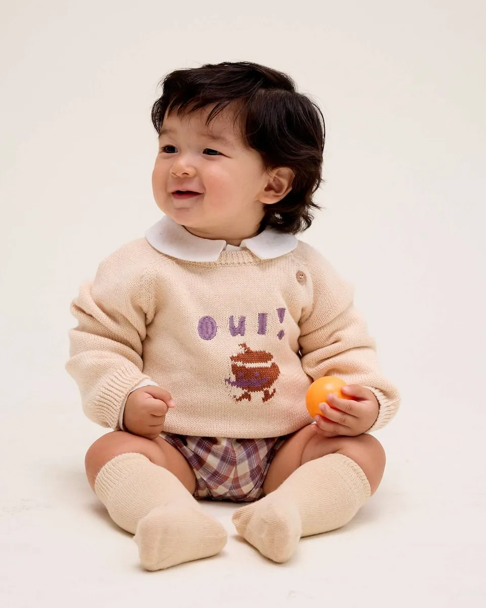 

Вязаный детский джемпер с рисунком Dadati, бежевый/розовый