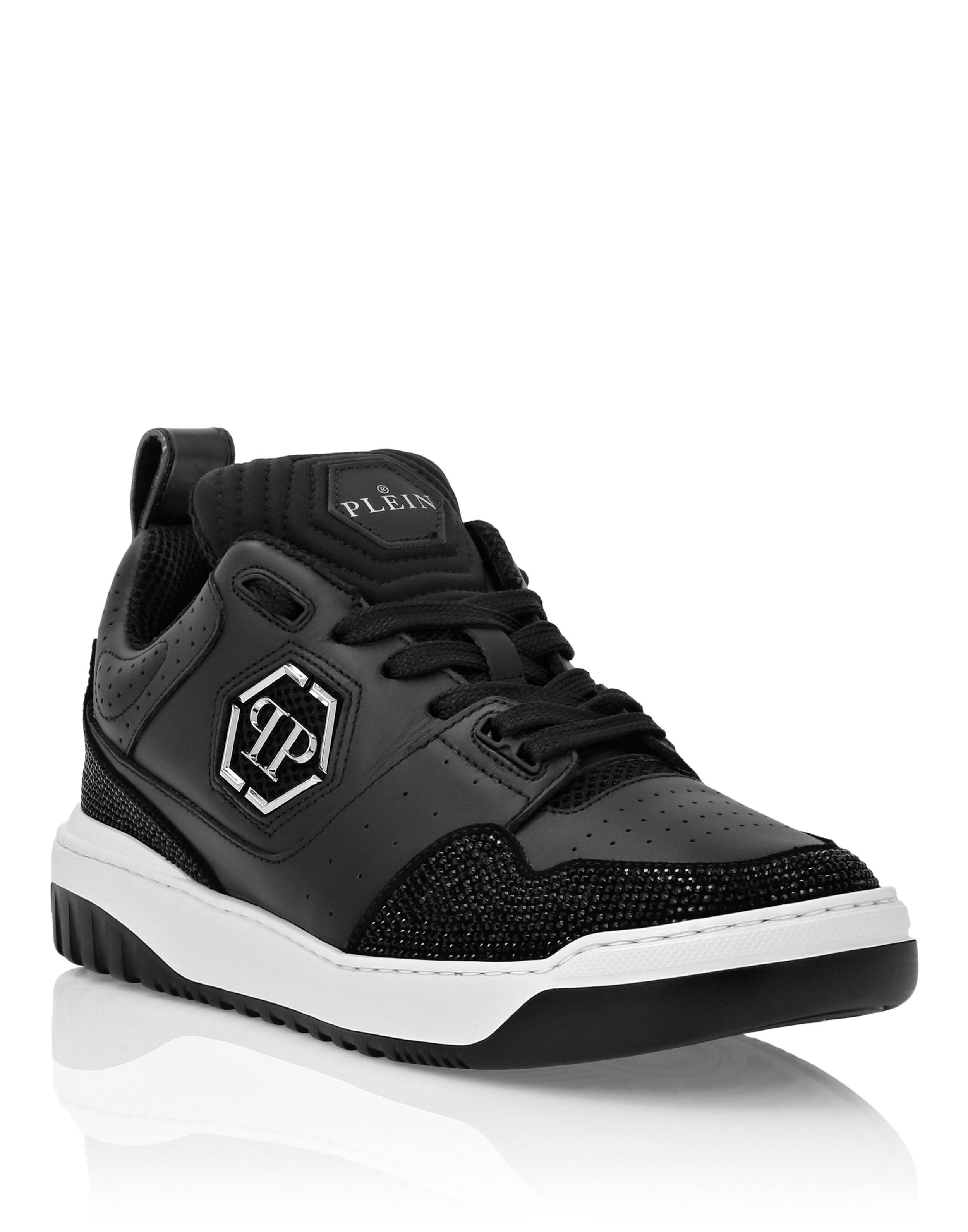 

Кроссовки из микса кожи Lo-Top Crystal PHILIPP PLEIN, черный