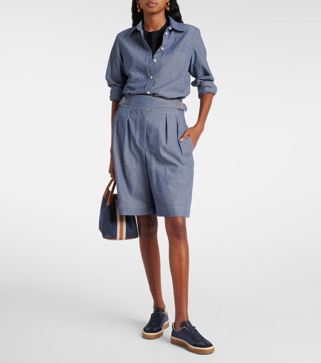 Теннисные кеды Walk с отделкой из замши и денима Loro Piana, Surge Blue — фото 3