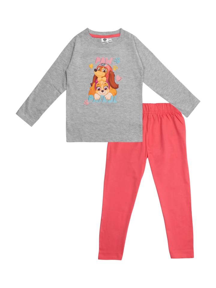 

Paw Patrol Пижамный комплект «Щенячий патруль»: футболка с длинными рукавами и брюки серо-розового цвета