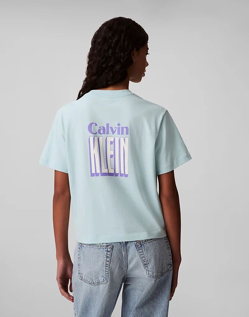 

Футболка Calvin Klein Jeans с принтом на спине в стиле поп-арт нежно-голубого цвета