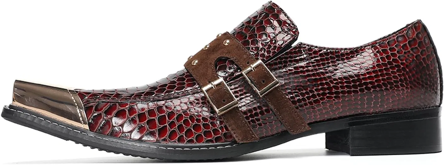 Туфли Schuhe Für Herren, Persönlichkeit, Atmungsaktive Freizeit-Modeschuhe, Business-Lederschuhe Mit Metallkappe Für Party, Freizeit, Hochzeit HGTREDPK, Rot — фото 2