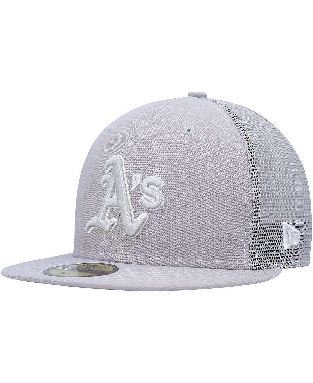 

Мужская серая облегающая кепка Oakland Athletics 2023 для тренировки мяча на поле 59FIFTY New Era