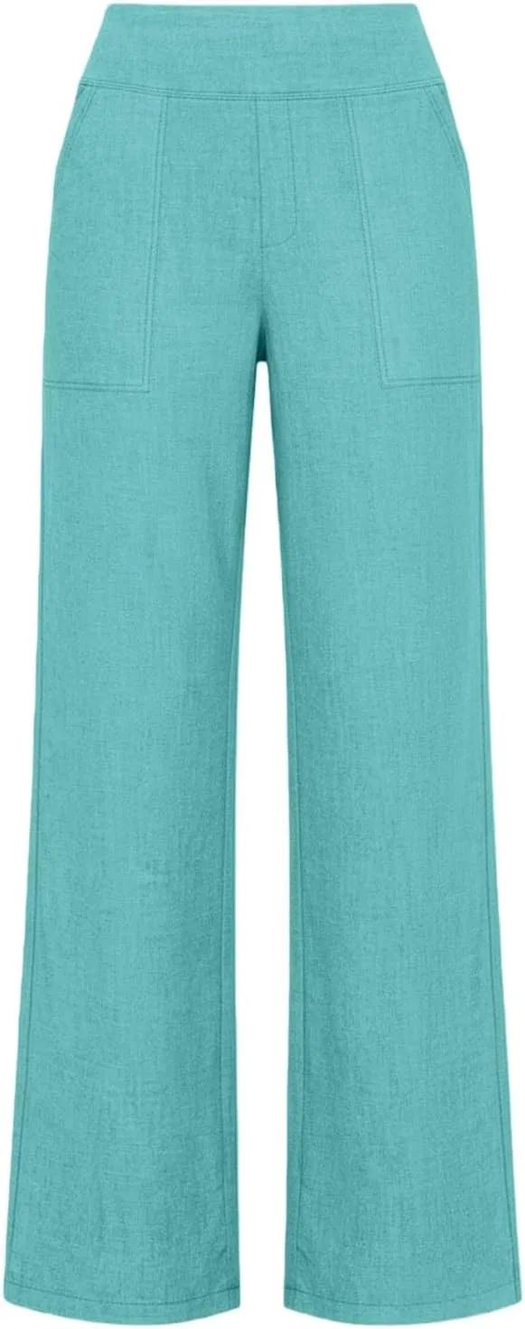 Штаны женские свободные, льняные, бренд Generic, цвет B-light Green — фото 4