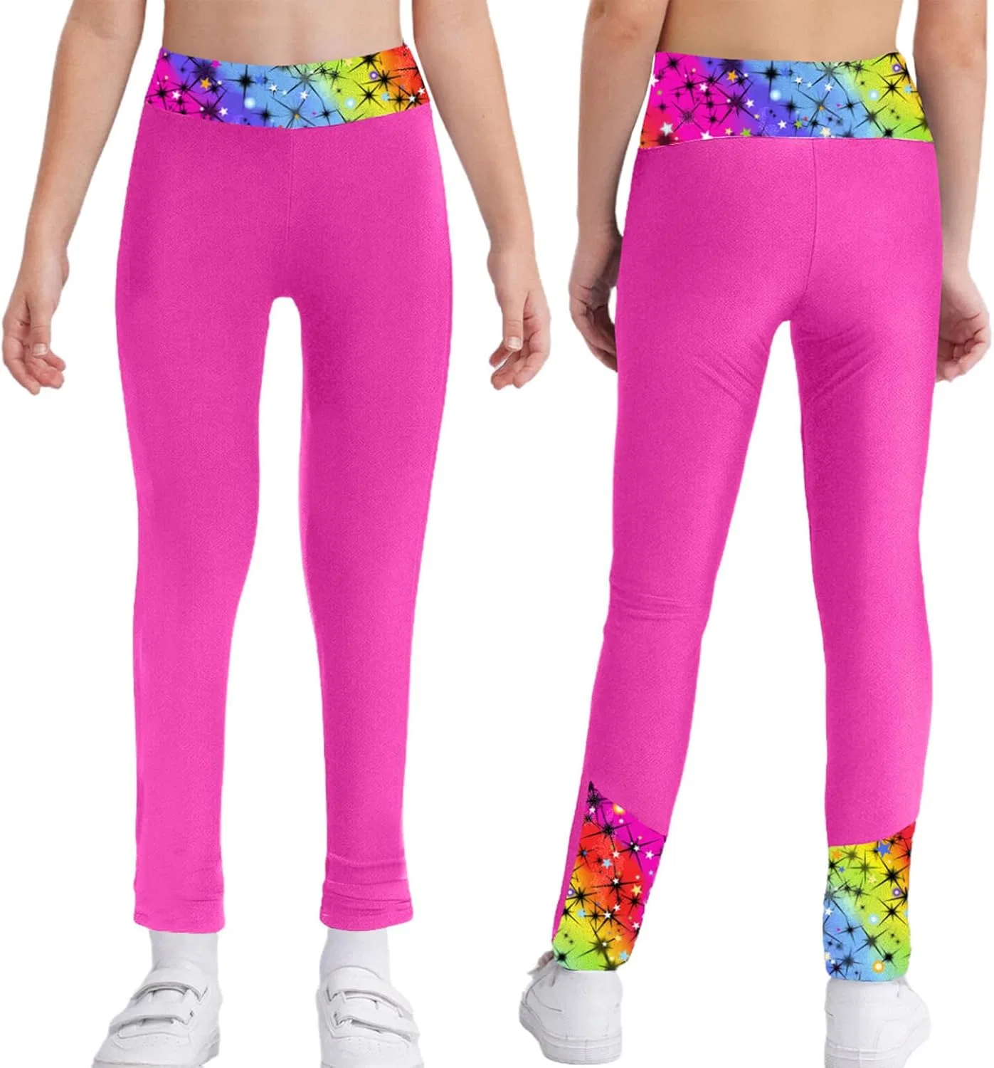 Леггинсы для девочек цветочный принт YiZYiF Hot Pink — фото 3