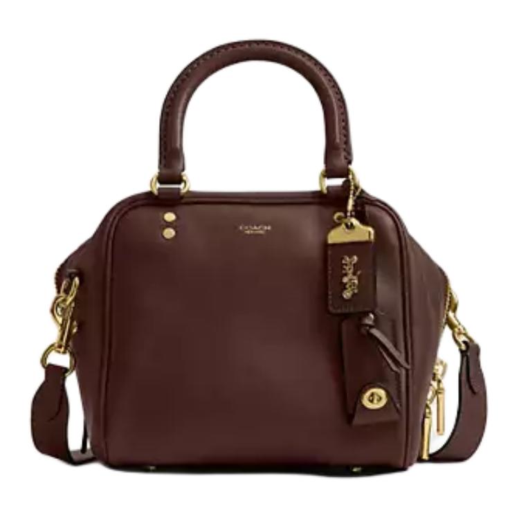 

COACH Кожаная женская сумка через плечо малая латунь с кленом