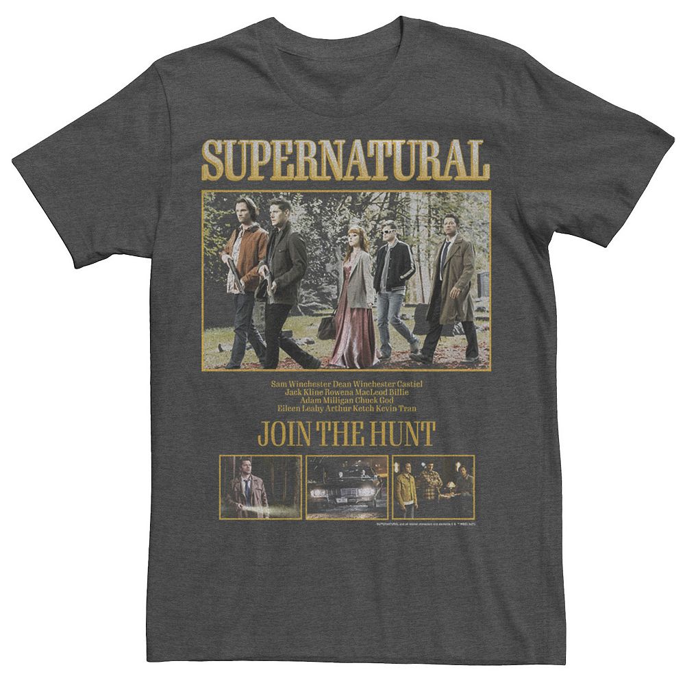 

Мужская футболка Supernatural Join The Hunt Cast с портретной вставкой Licensed Character, цвет Charcoal Heather