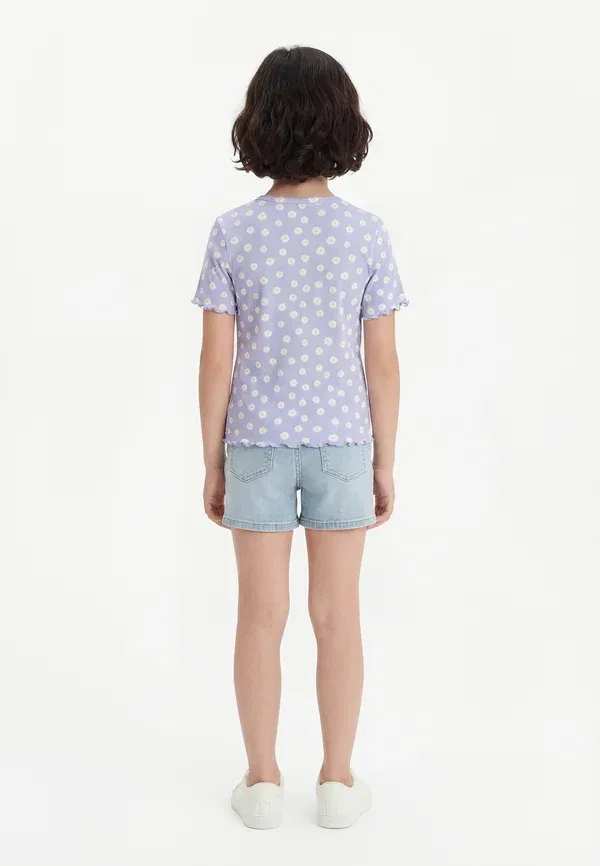 Футболка с принтом Kmgtrinny o neck print t-shirt Only Mini, нежно-лавандовый — фото 2