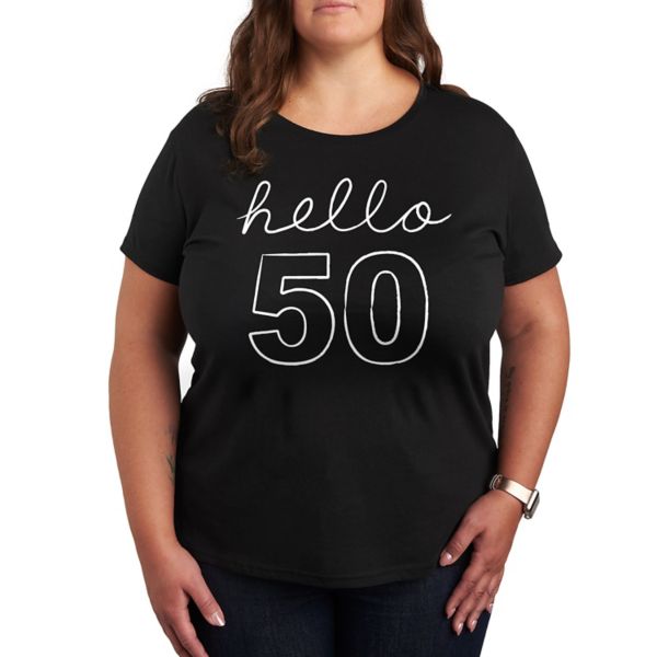 

Плюс футболка с надписью Hello 50 Licensed Character, черный