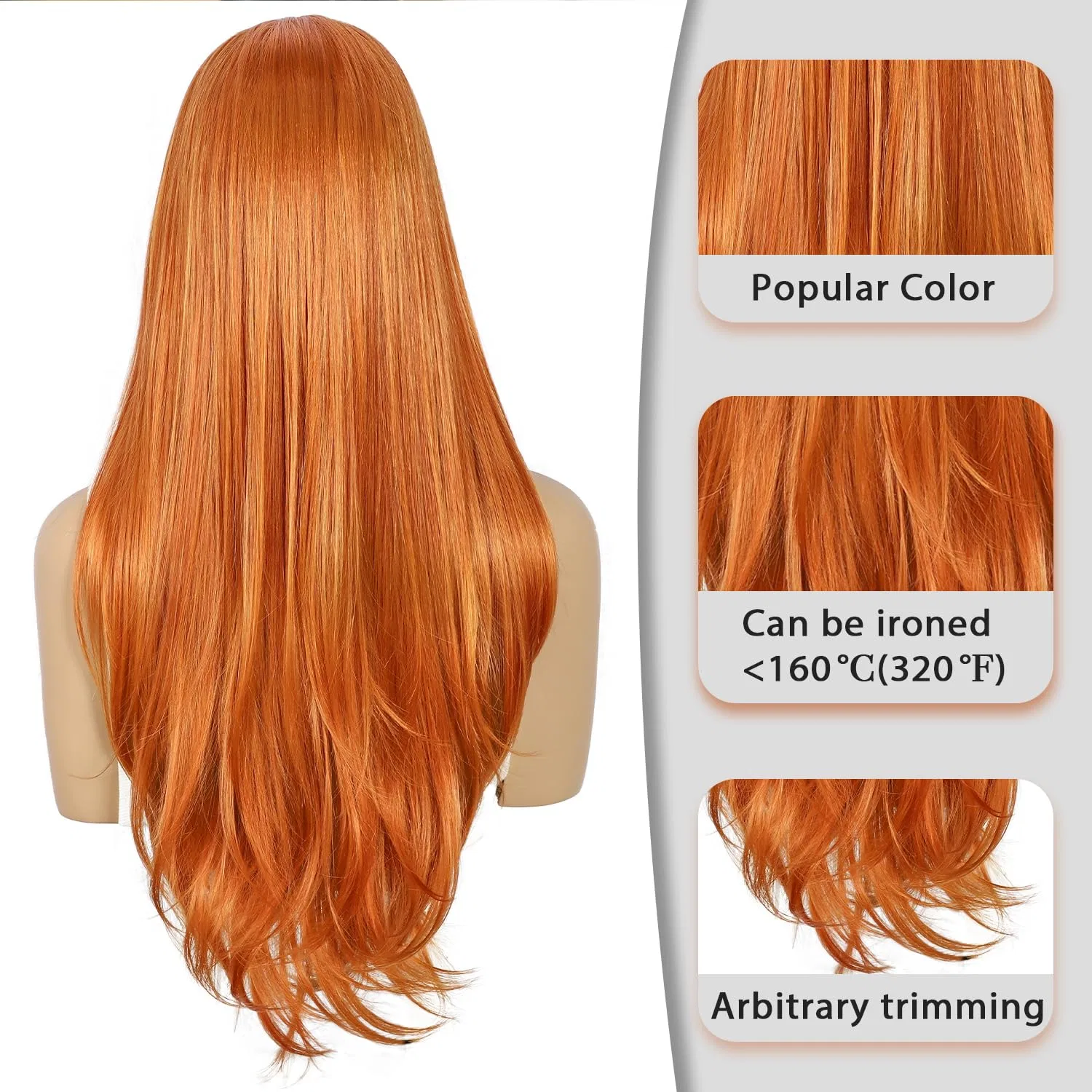 Оранжевый прямой синтетический парик Sapphirewigs 26 дюймов Sapphirewigs, Orange — фото 3