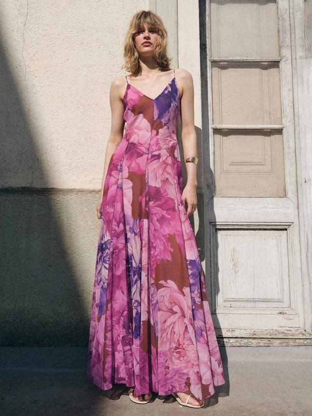 

Платье макси Anita Floral с тонкими бретелями и V-образным вырезом Mango