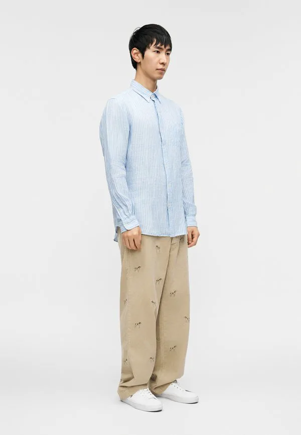 Рубашка из льна в полоску, сшитая на заказ. Polo Ralph Lauren, Harbor Island Blue/White — фото 4
