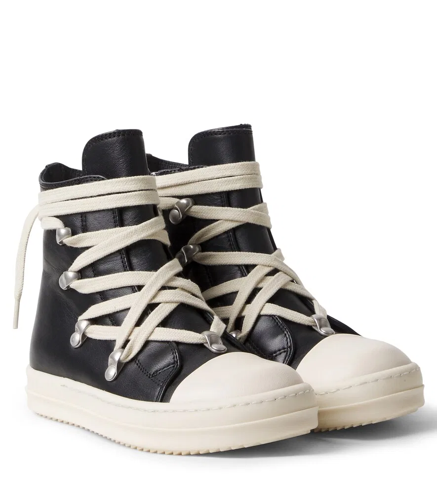 Кожаные кроссовки Hexalace Rick Owens Kids, черный