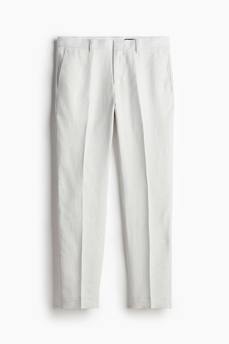 

Брюки узкого кроя из льна H&M, серый