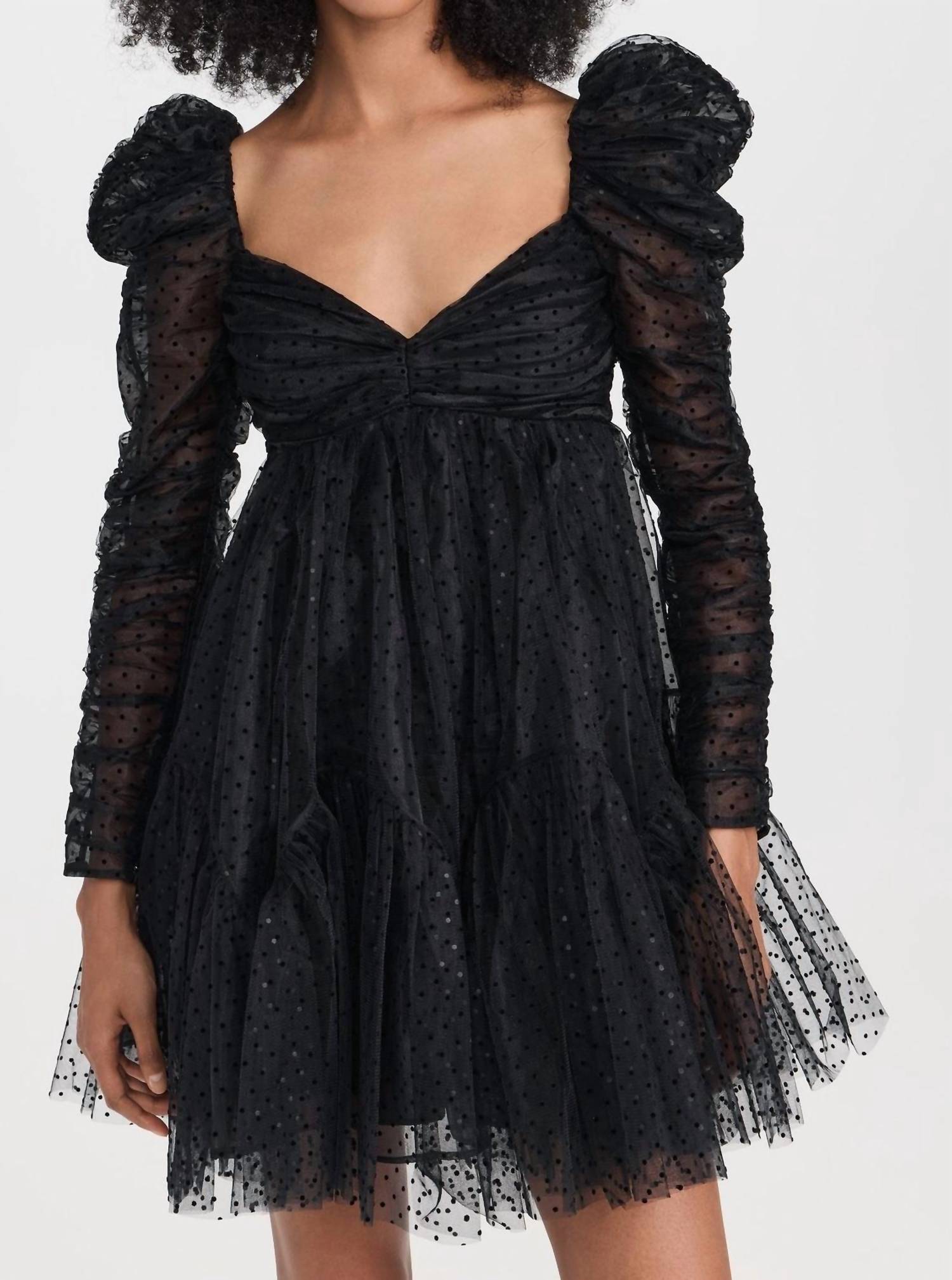 

Мини-платье из тюля с оборками черного цвета Zimmermann