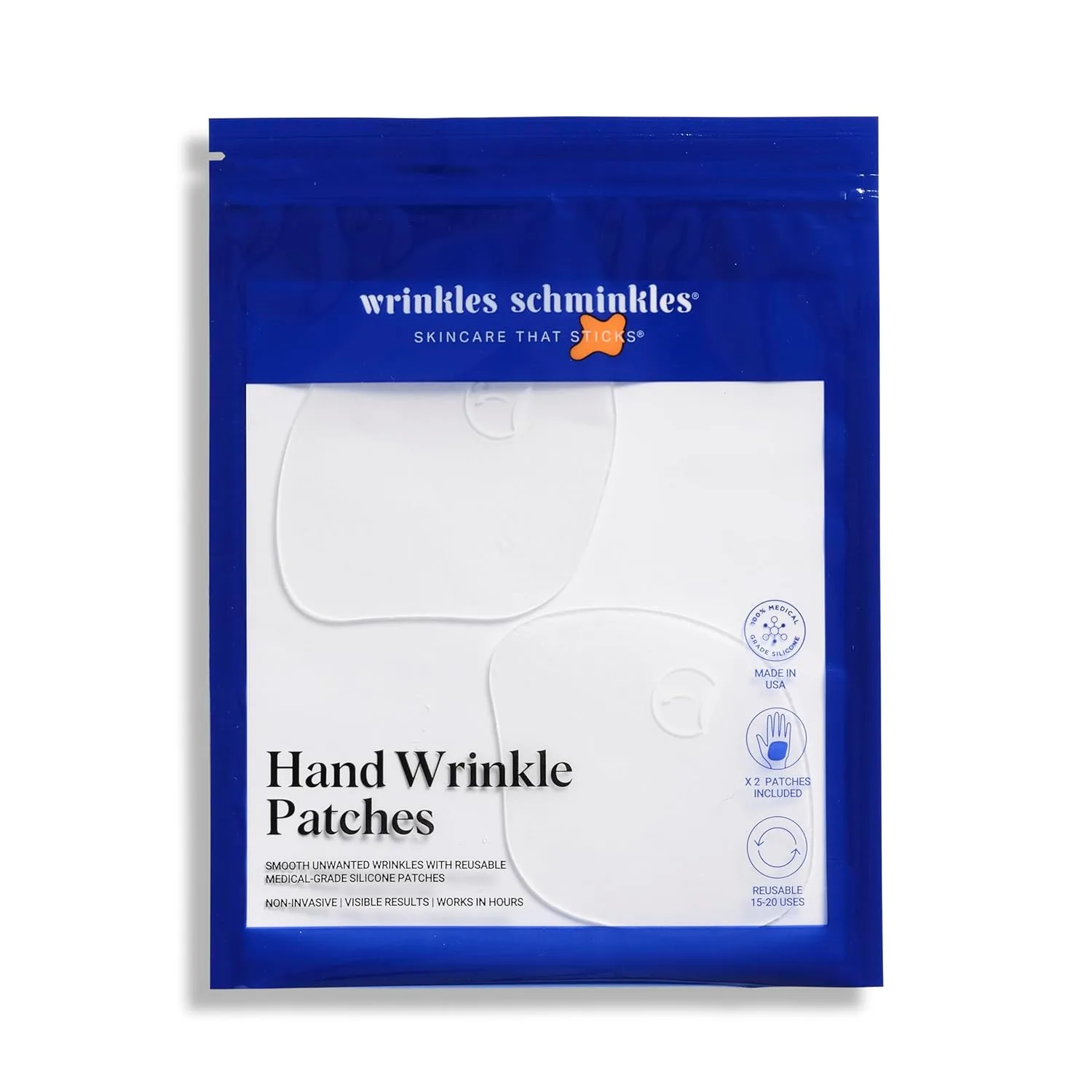 Патчи для рук Wrinkles Schminkles - многоразовые силиконовые накладки от морщин для обезвоженной, поврежденной и подверженной воздействию солнца кожи, 2 шт 1 шт. (2 шт.)