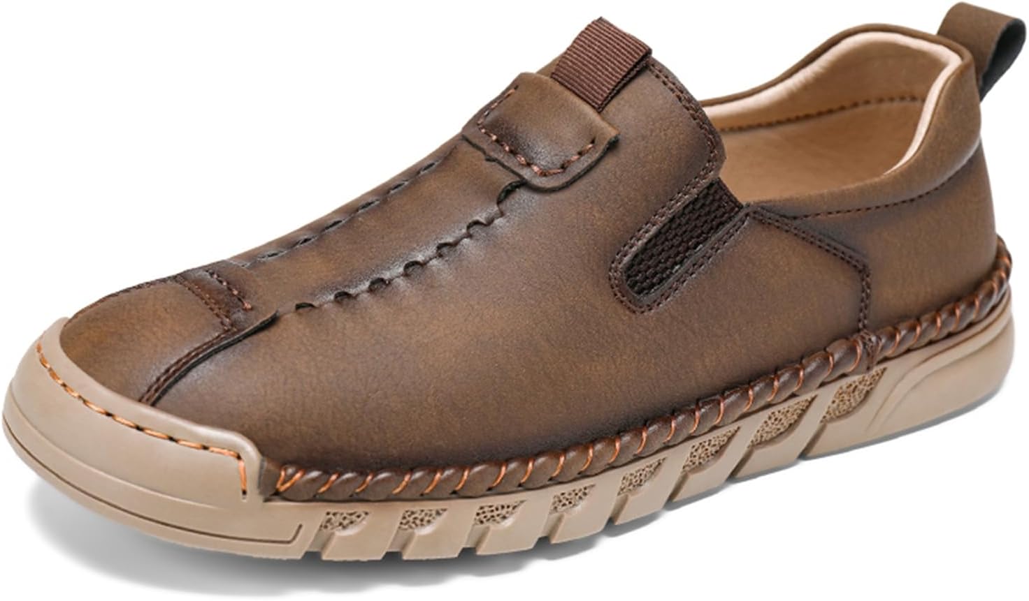 

Мужские повседневные кожаные туфли без шнурков - мягкая верхняя часть с эластичной вставкой, противоскользящая подошва и петля для удобства при ходьбе (черный, коричневый) Kelibasi