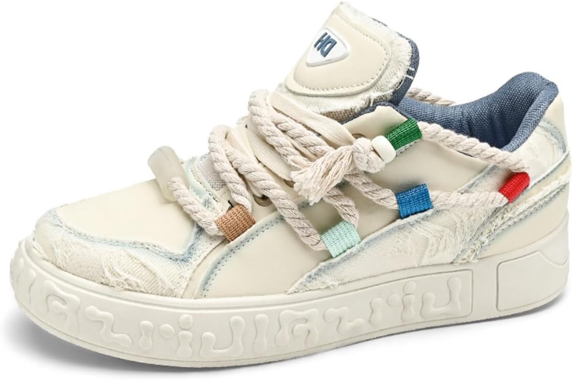 

Модные мужские кроссовки ZIXCPLAZ в стиле Y2K с массивной подошвой, разноцветными шнурками, прочным синтетическим верхом и амортизирующей стелькой для повседневной носки и модного уличного стиля