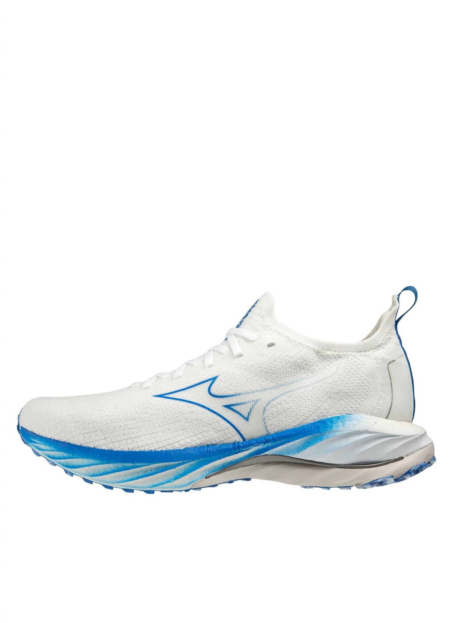Женские кроссовки Wave Neo Wind Running Shoe неокрашенного белого цвета с голубым оттенком MIZUNO
