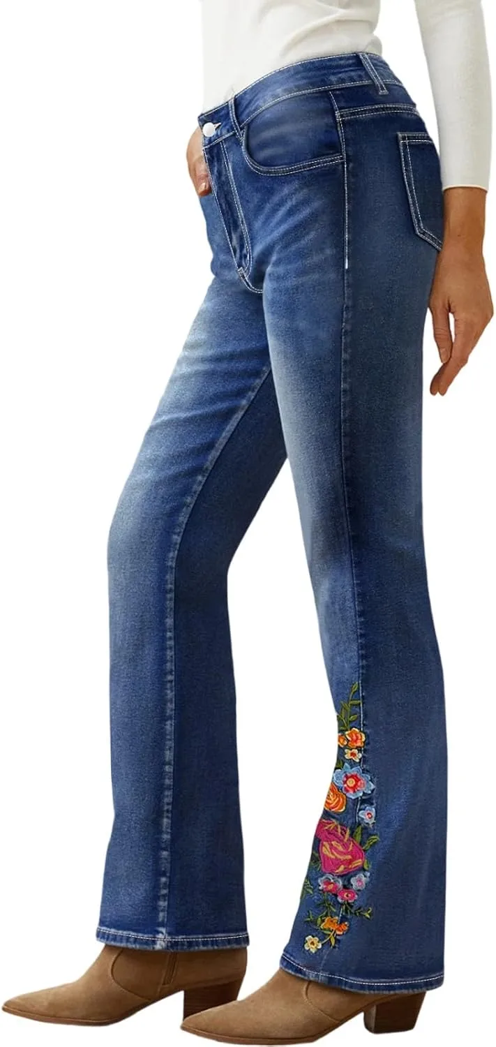 

Джинсы для женщин Plus Size Flare Stretch High Waisted Bell Bottom QERINTE