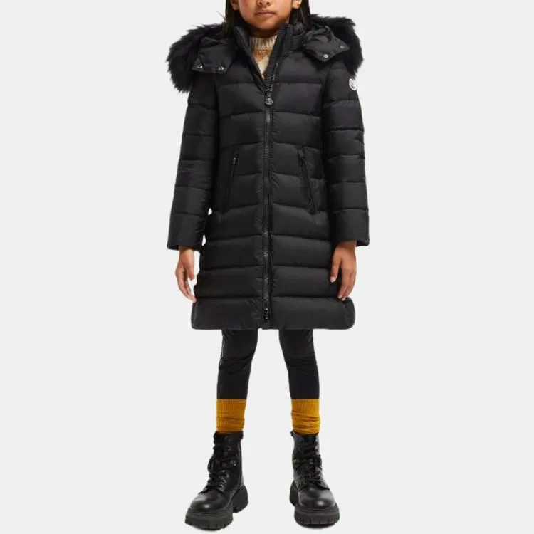 Пуховик длинный Moncler детский черный — фото 4