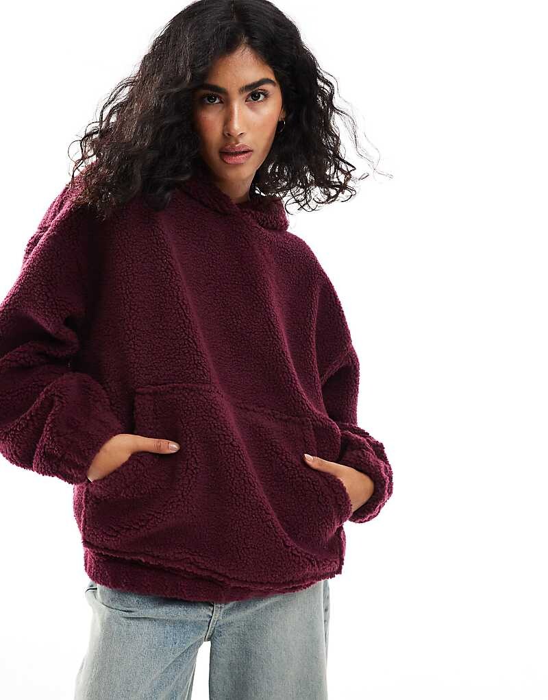 

ASOS DESIGN – Бордовая толстовка оверсайз в форме тедди