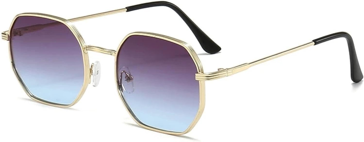 

Солнцезащитные очки с защитой от УФ-излучения UV400 | Металлическая маленькая оправа, цветные линзы | Для женщин и мужчин, для занятий спортом на открытом воздухе и вождения DSVIGF, Gold Gray Blue