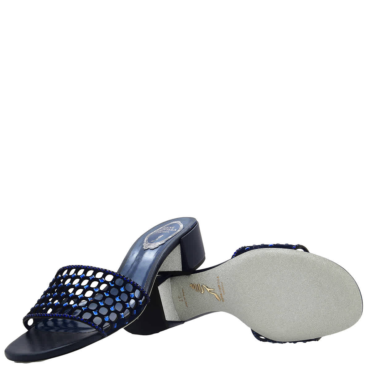 Rene Caovilla Jeweled Slider Sandals Rene' Caovilla, синий — фото 2