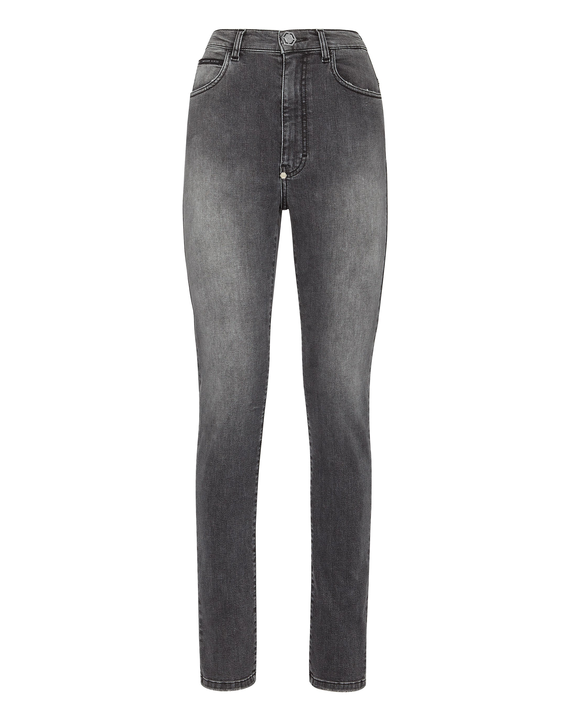 

Джинсовые брюки с супер высокой талией Jegging PHILIPP PLEIN, цвет grey stone