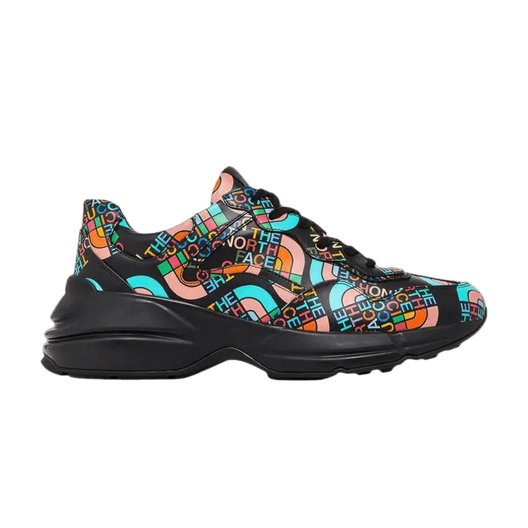 Кроссовки The North Face x Gucci Wmns Rhyton, Allover Logo - Black Multi-Color